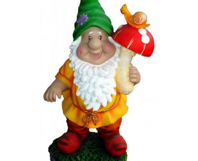 Садовая фигура Гном с грибом и улиткой 58х29 см.