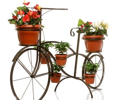 Кованая подставка для цветов Велосипед арт. 19003, 55х111х175 см.