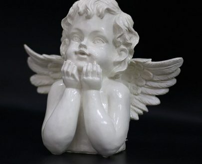 Садовая фигура Ангел задумчивый на животе, 22х21 см.