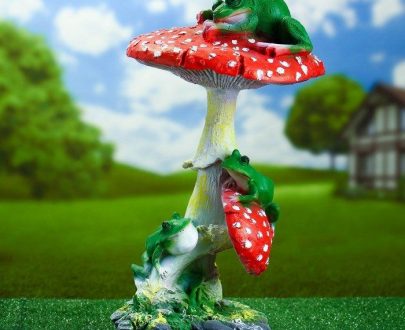 Садовая фигура Гриб поганка с лягушками, 55 см.