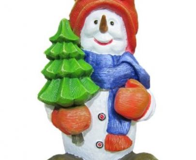Фигура на новый год Снеговик с ёлкой, 34 см.