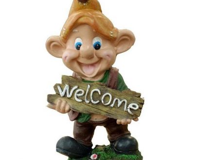 Садовая фигура Эльф с табличкой Welcome №3, 16х31 см.
