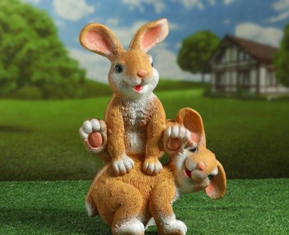 Садовая фигура Зайцы акробаты, 26х38 см.