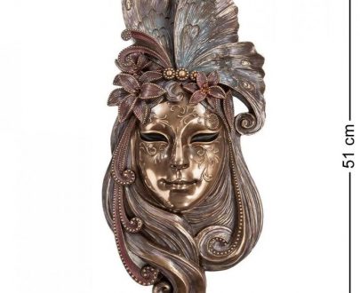 Венецианская маска для интерьера "Лилия" бол.- бронза, 51 см.