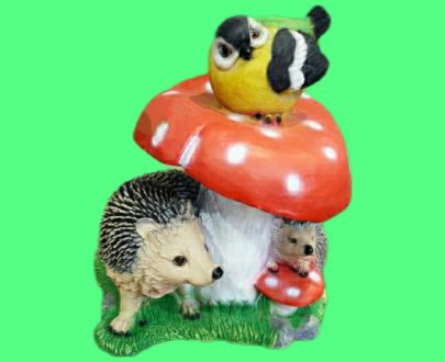 Садовая фигура Грибы с ежами и птичкой, 38 см.