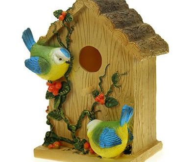 Садовый декор Скворечник с двумя птичками, 22х18 см.