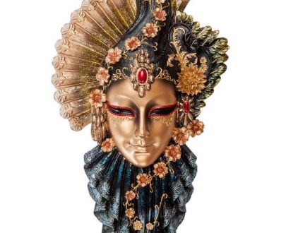 Венецианская маска для интерьера "Рубин"- золотой, 32 см.