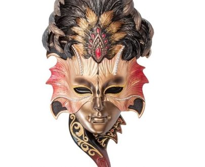 Венецианская маска для интерьера "Сова"-бронза, 28 см.