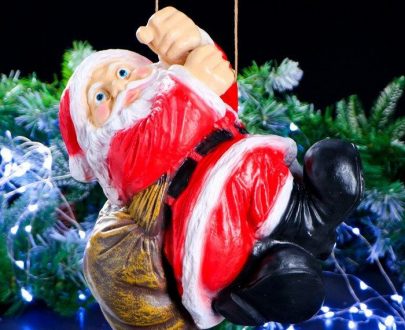 Фигура на новый год Санта - Клаус висячий, 34х38 см.