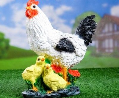 Садовая фигура Курица с цыплятами, 35 см.
