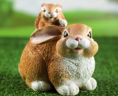 Садовая фигура Заяц с зайчонком маленькие, 22х23 см.