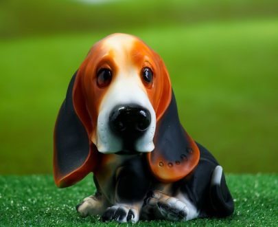 Садовая фигура Щенок бассет сидящий, 15х13х16 см.