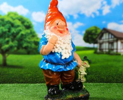 Садовая фигура Гном с лягушкой 58х32 см.