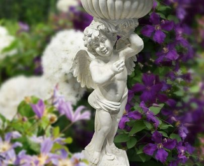 Садовая фигура Ангел с чашей на голове, 92х40 см.