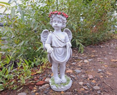 Садовая фигура Ангел с розами, 48х21 см.