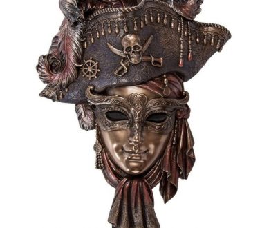 Венецианская маска для интерьера "Пират"- бронза, 33 см.