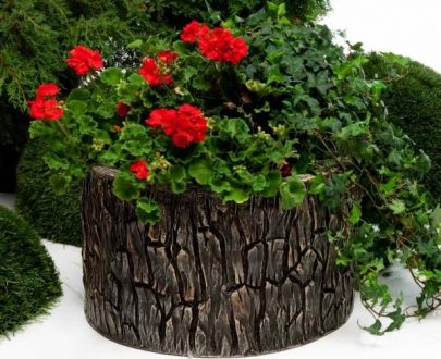 Садовое кашпо для цветов Пень, 37х36х27 см.