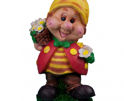 Садовая фигура Гномик пчелка с цветком 26х43 см.