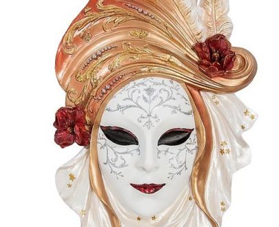 Венецианская маска для интерьера "Маки"- белый, 54 см.
