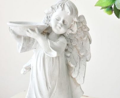 Садовая фигура Поилка ангел с чашей, 31х23 см.