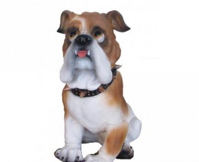 Садовая фигура Бульдог в ошейнике маленький, 30х23 см.