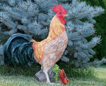 Садовая фигура Петух с цветком, 43х36 см.