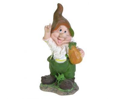 Садовая фигура Гном с тыквой 19х38 см