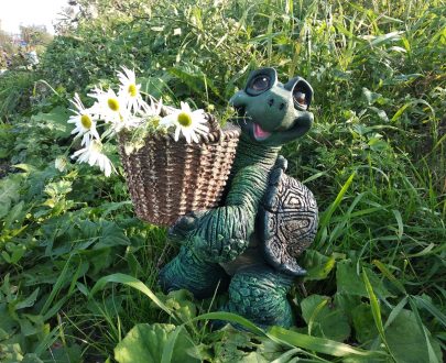 Садовое кашпо для цветов Черепаха с корзиной 55 см.