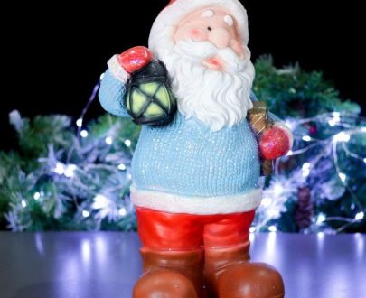 Фигура на новый год Дед мороз с фонариком (блестки), 50 см.