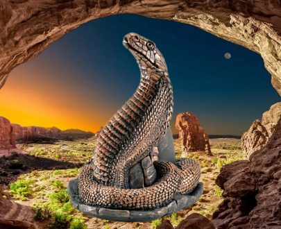 Садовая фигура Кобра бронза, 36х22 см.