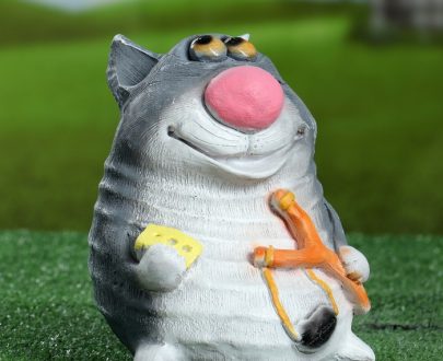 Садовая фигура Кот с рогаткой, 20х18х18 см.