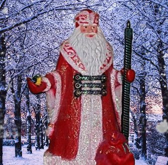 Фигура на новый год Дед Мороз большой с глитером, 107х75 см.