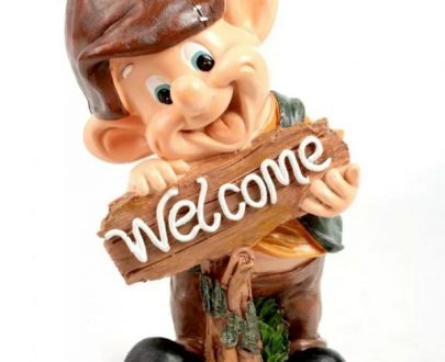 Садовая фигура Эльф с табличкой Welcome №1, 18х31 см.