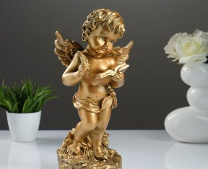 Садовая фигура Ангел с книгой бронза, 20х45 см.