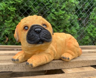 Садовая фигура Мопс лежачий маленький, 12х26 см.