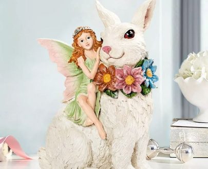 Садовая фигура Зайчик с феей, 28х20х12 см.