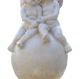 Садовая фигура Ангелы парочка на шаре, 20х41 см.