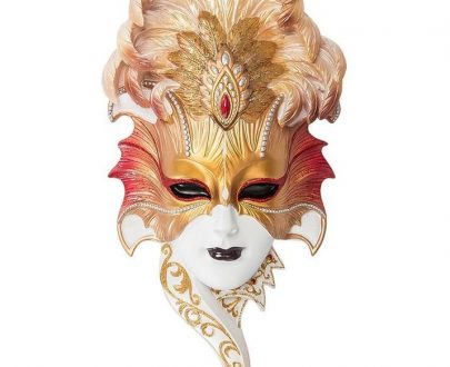 Венецианская маска для интерьера "Сова"-белая, 28 см.