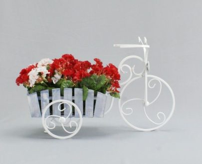 Кованая подставка для цветов Кантри арт. 21142 белый, 42х70х40 см.