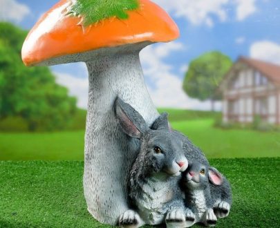 Садовая фигура Два зайца под грибом, 57х30 см.