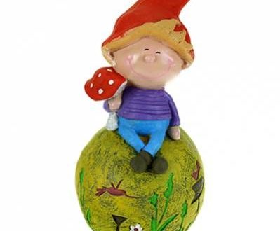 Садовая фигура Эльф с грибом на арбузе 36х20 см.