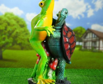 Садовая фигура Танцующая лягушка с черепахой, 67 см.