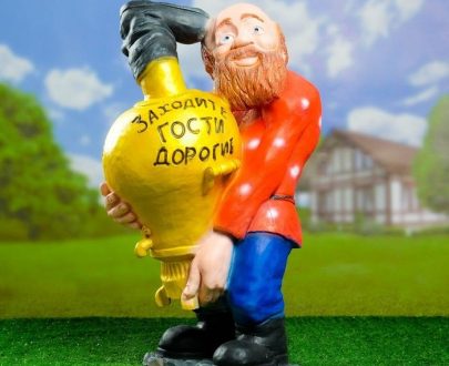 Садовая фигура Дед с самоваром 65 см.