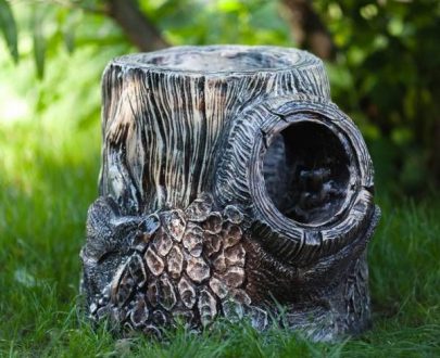 Садовое кашпо для цветов Пень с дуплом, 31х32х30 см.