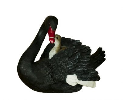 Садовая фигура Лебедь черный с малышом, 29х30 см.