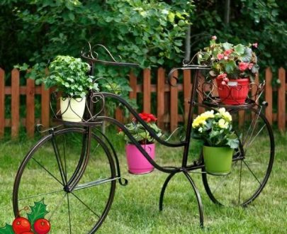 Кованая подставка для цветов Велосипед арт. 19000, 55х104х194 см.