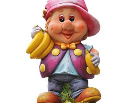 Садовая фигура Гномик пчелка с бананом 26х42 см.