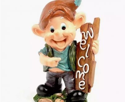 Садовая фигура Эльф с табличкой Welcome №4, 17х30 см.