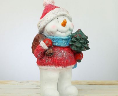 Фигура на новый год Снеговик с подарками (блестки), 40 см.