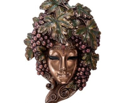 Венецианская маска для интерьера "Виноград"- бронза, 30 см.